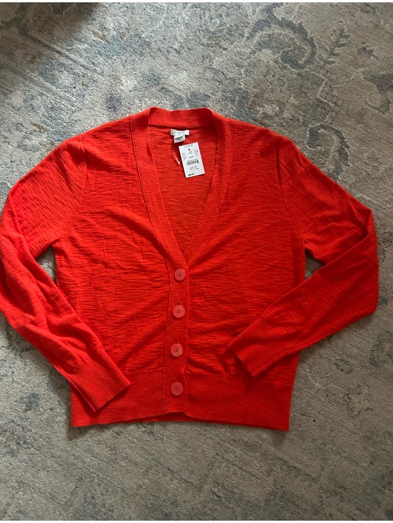 J. Crew Sweaters - J Crew Women’s Red Lightweight V-Neck Button Cardigan Sweater M